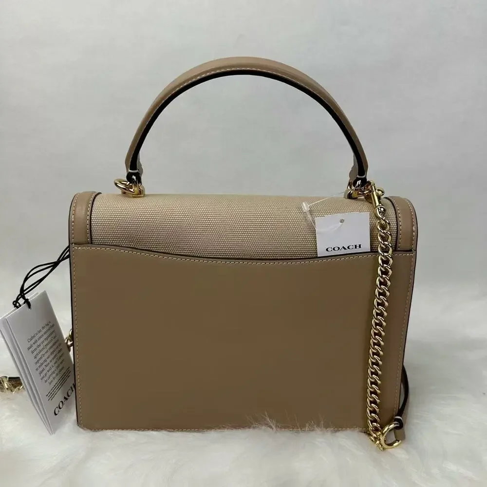 Coach Klare Top Handle Bag In Colorblock Signature Canvas CAK61 Dark Natural NWT - Picture 4 of 9